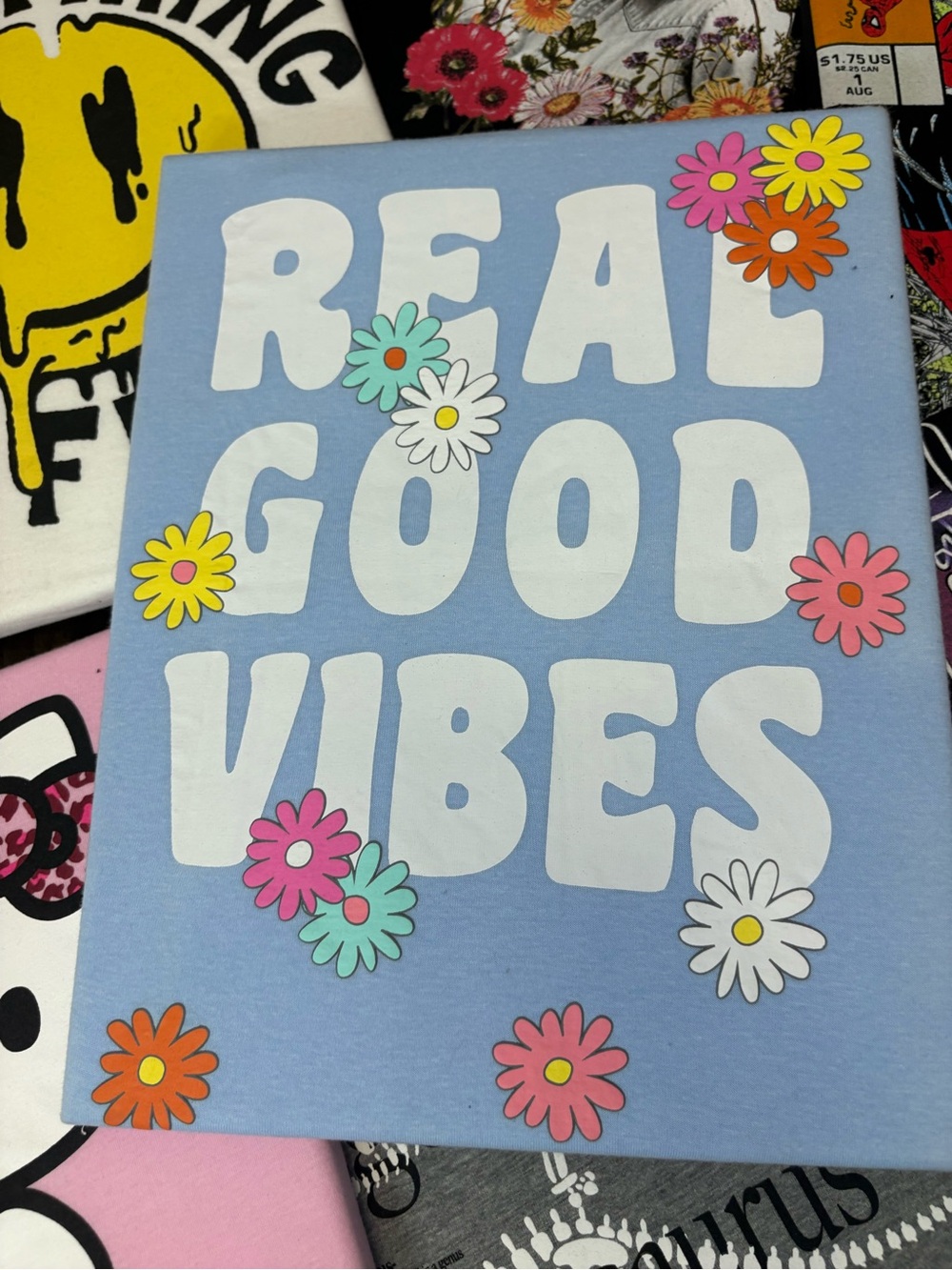 Real Good Vibes Floral Canvas Wall Art | Colorful Retro Decor